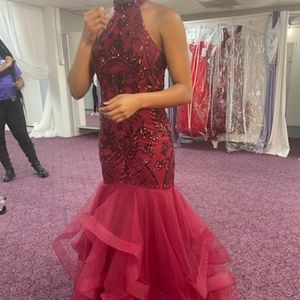 Burgundy prom dress size 8